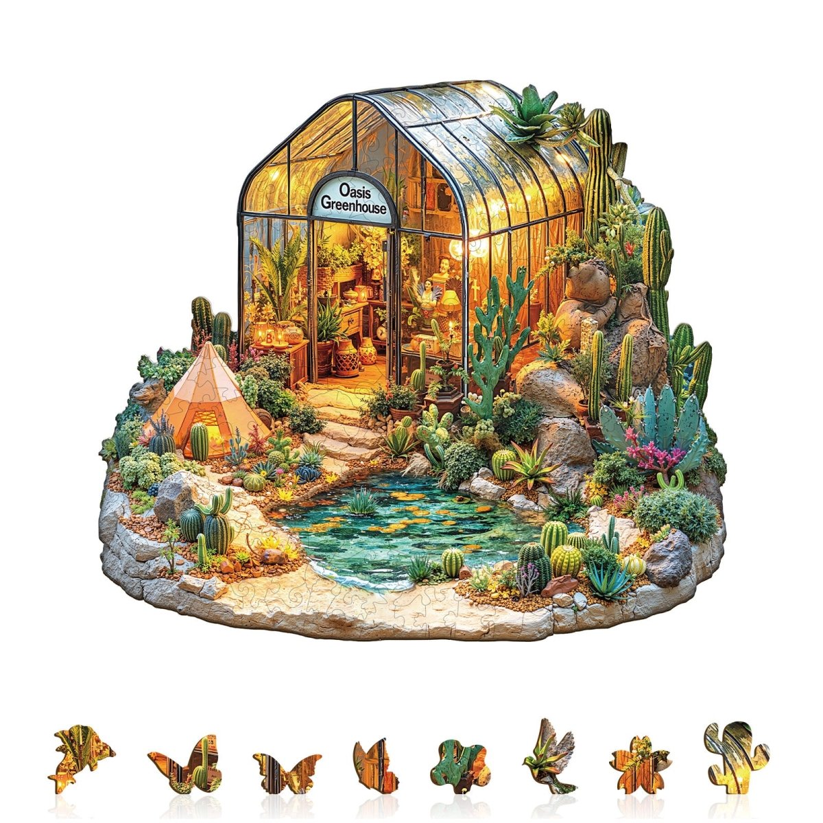 Oasis greenhouse Wooden Jigsaw Puzzle - KAAYEE Puzzle