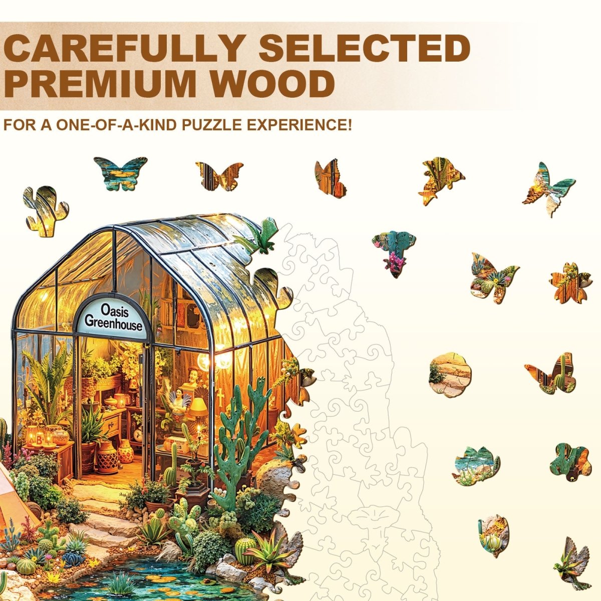 Oasis greenhouse Wooden Jigsaw Puzzle - KAAYEE Puzzle