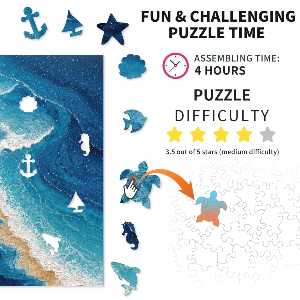 Ocean Waves Wooden Jigsaw Puzzle - KAAYEE Puzzle