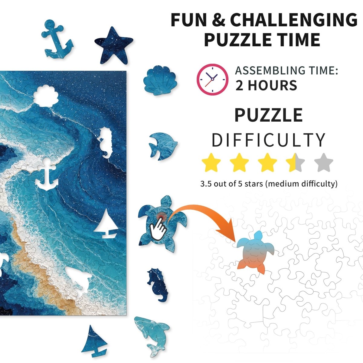 Ocean Waves Wooden Jigsaw Puzzle - KAAYEE Puzzle