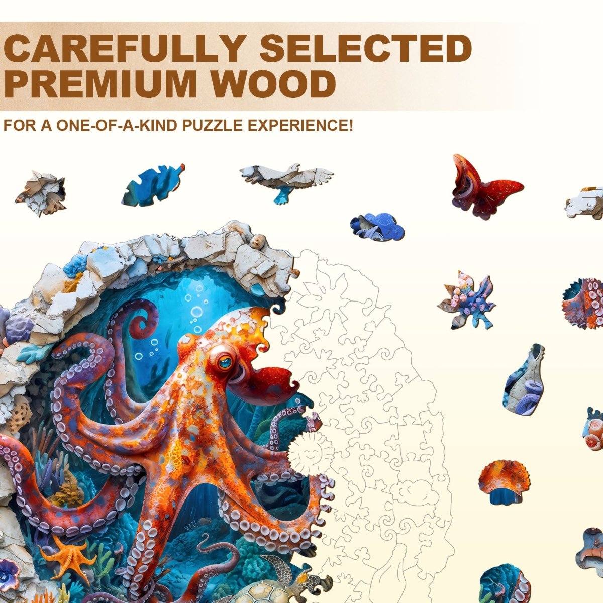 Octopus Haven Wooden Jigsaw Puzzle - KAAYEE Puzzle