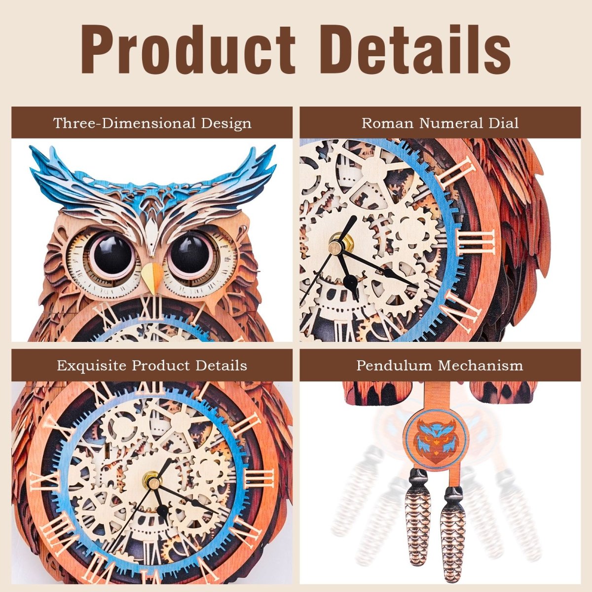 Owl Clock DIY Wooden Puzzle - KAAYEE Puzzle