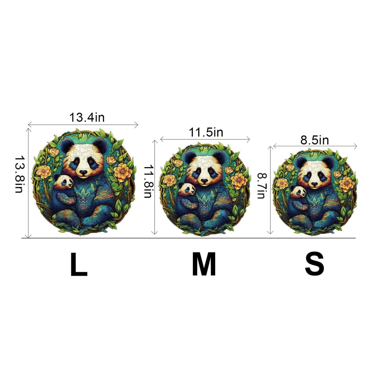Panda Family 2 Wooden Jigsaw Puzzle - KAAYEE Puzzle