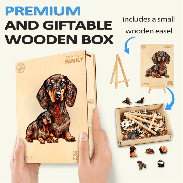 Parent Child Dachshund 2 Wooden Jigsaw Puzzle - KAAYEE Puzzle
