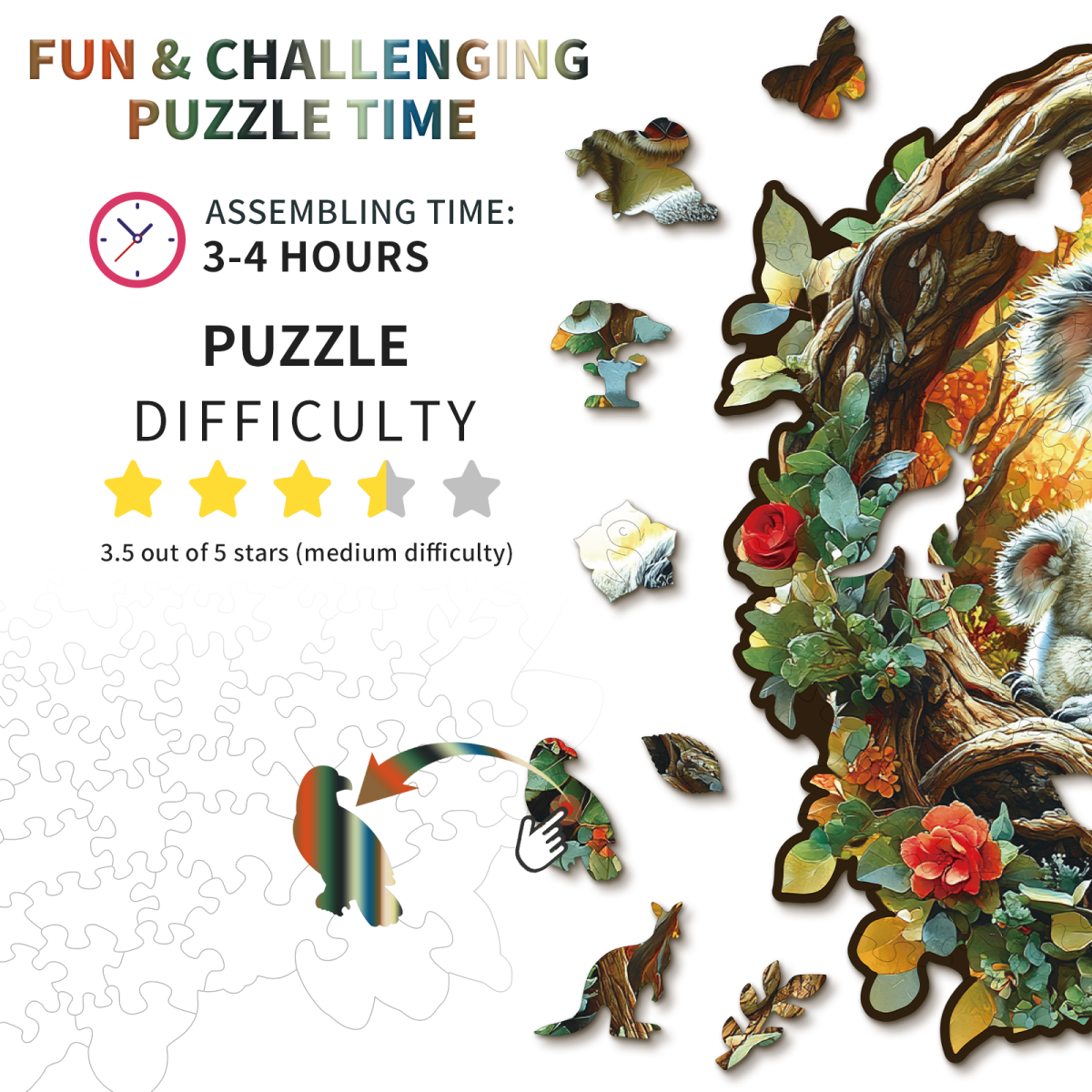 Parent Child Koala Wooden Jigsaw Puzzle - KAAYEE Puzzle