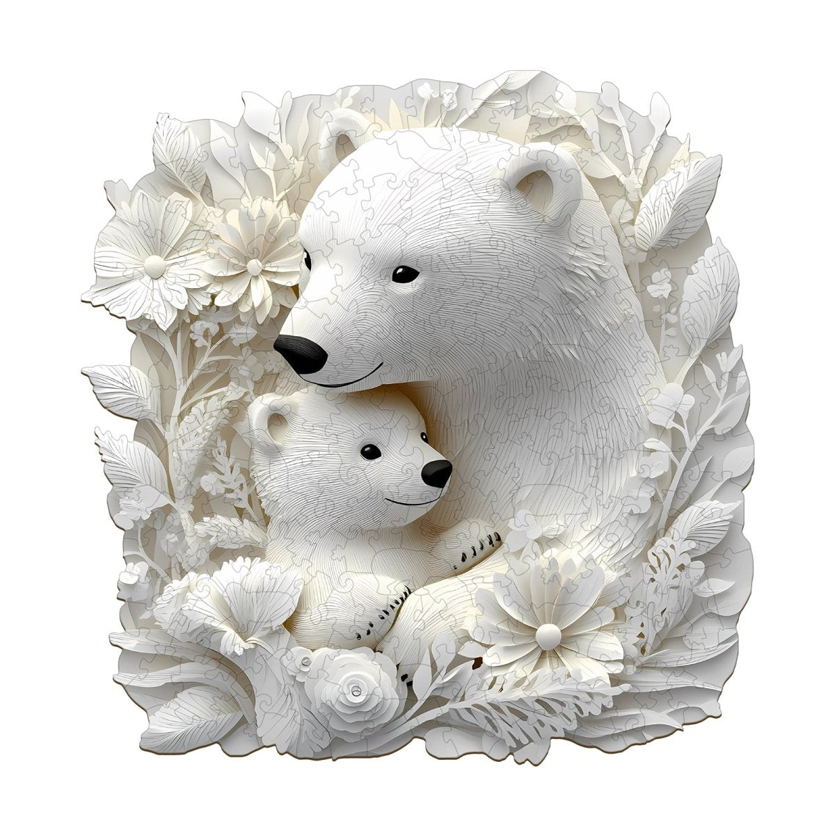 Parent child polar bear Wooden Jigsaw Puzzle - KAAYEE Puzzle