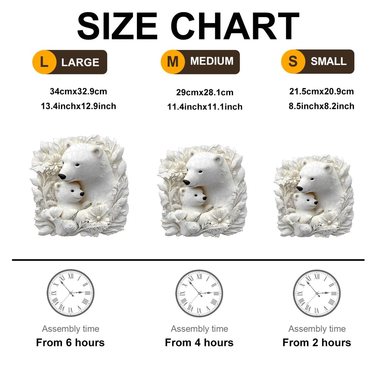 Parent child polar bear Wooden Jigsaw Puzzle - KAAYEE Puzzle