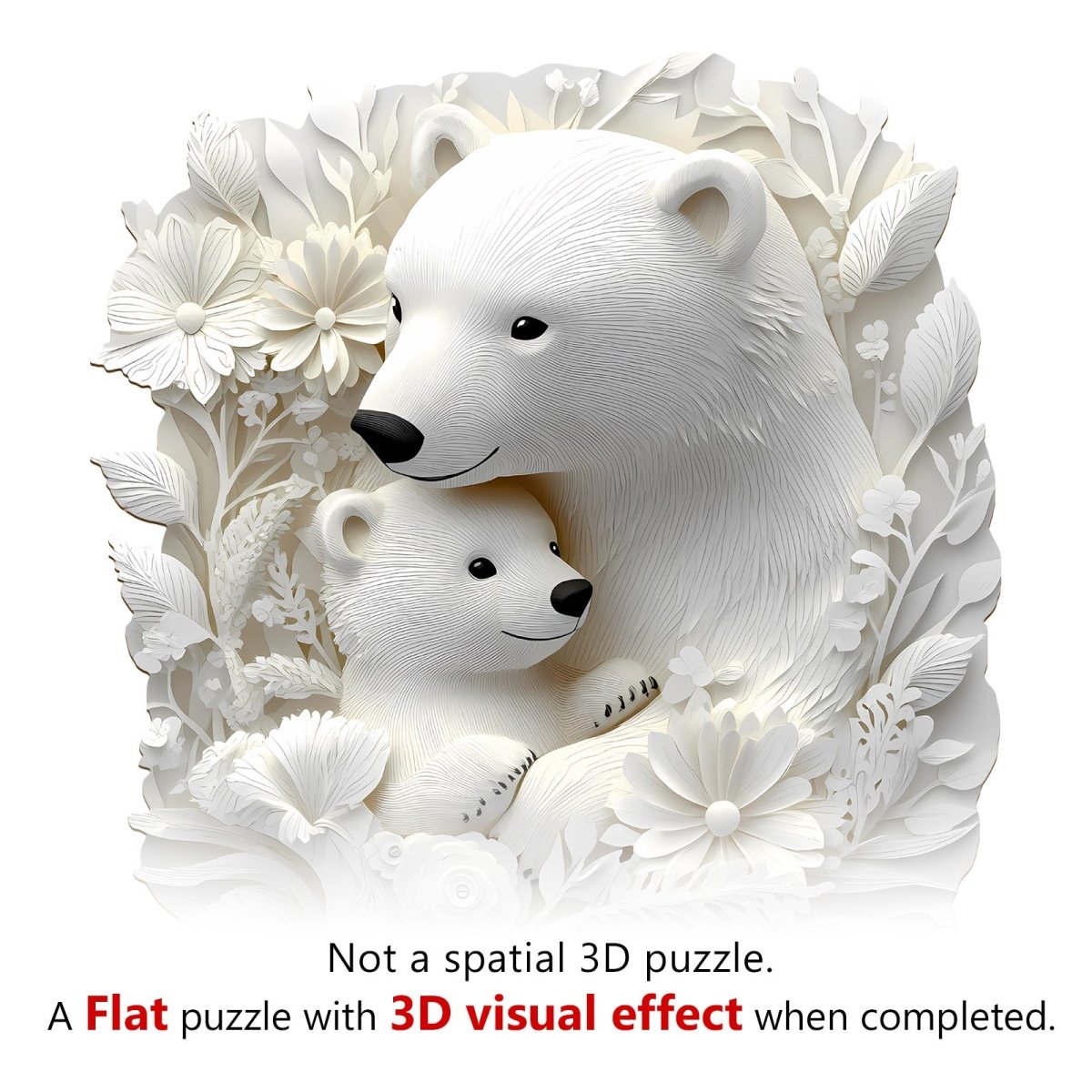 Parent child polar bear Wooden Jigsaw Puzzle - KAAYEE Puzzle