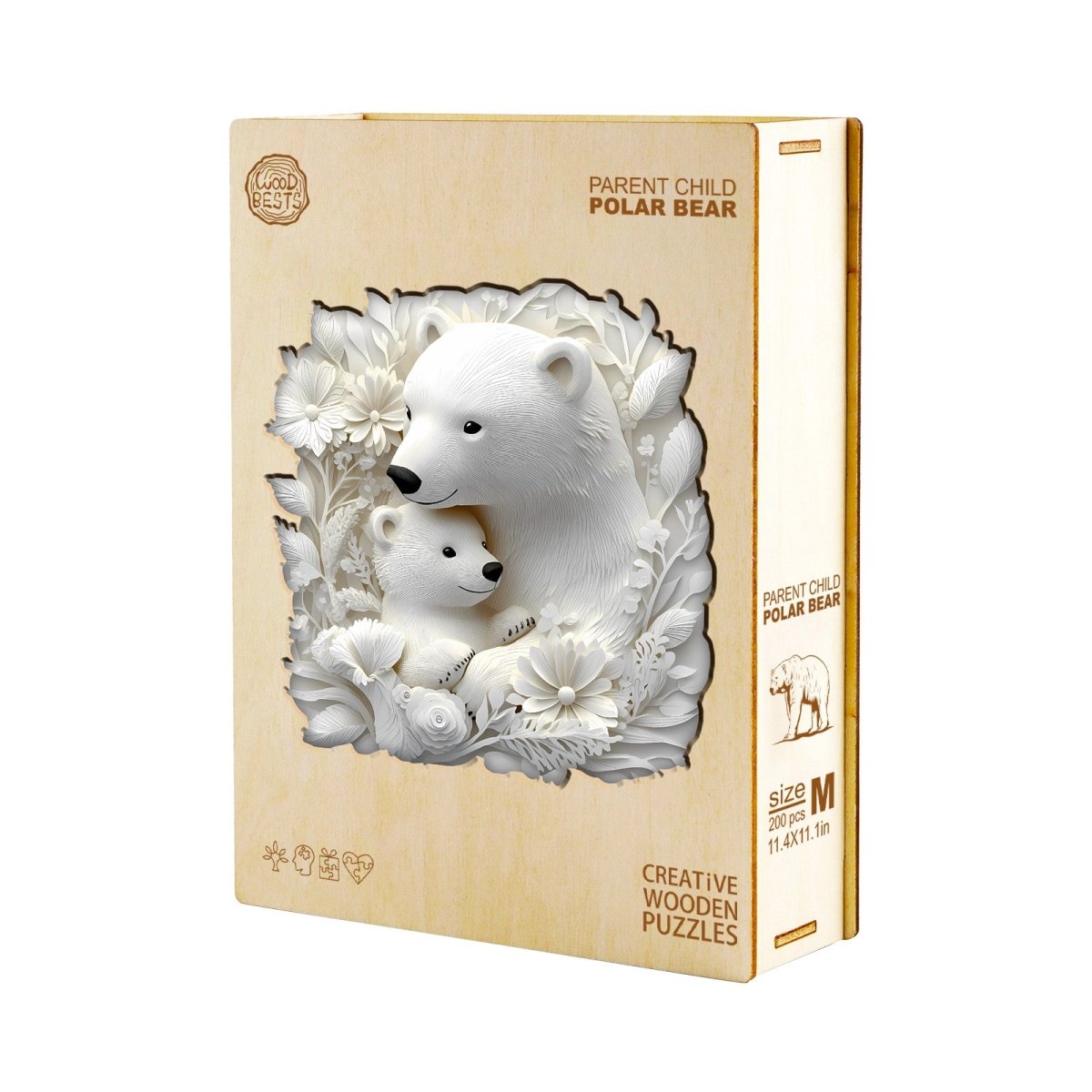 Parent child polar bear Wooden Jigsaw Puzzle - KAAYEE Puzzle