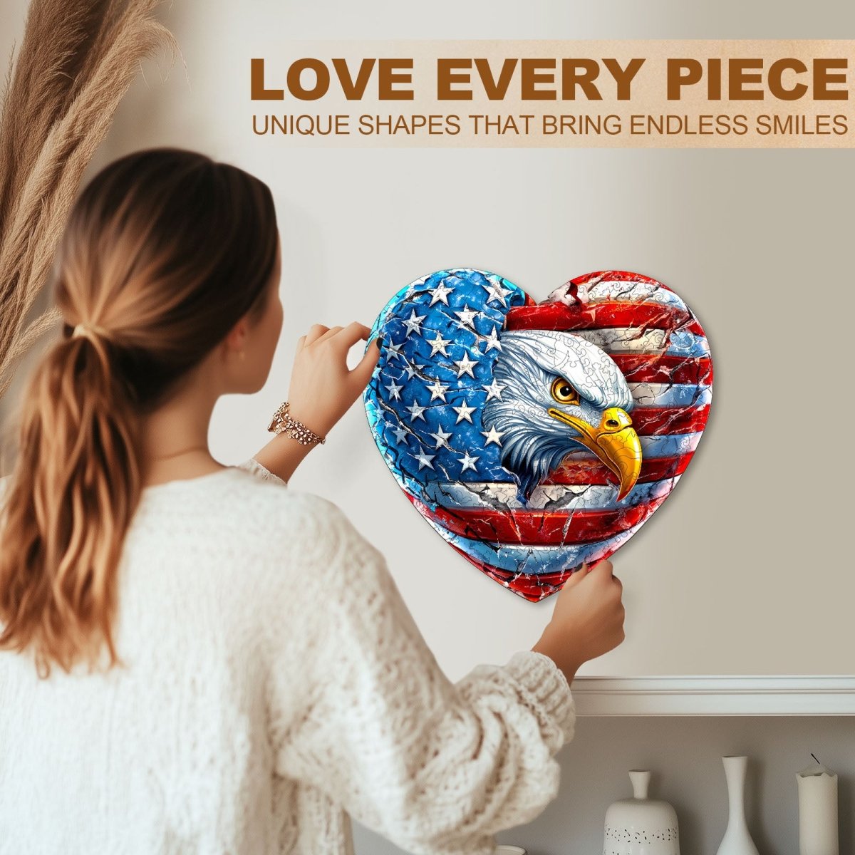 Patriotic Eagle - 1 Wooden Jigsaw Puzzle - KAAYEE Puzzle