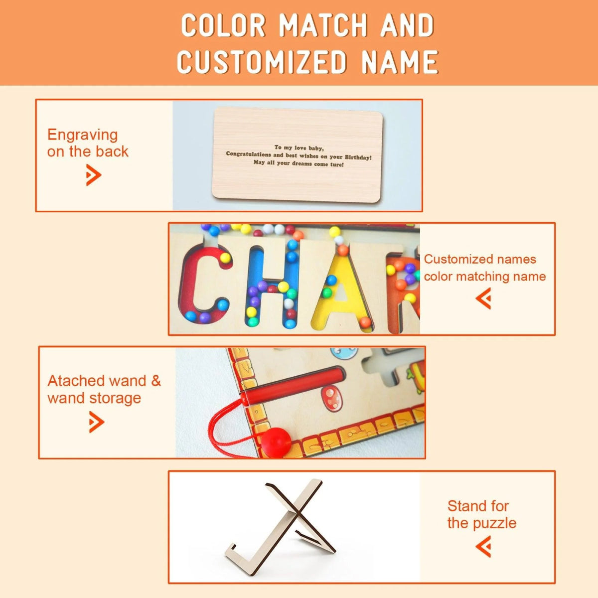 Personalized Baby Name Wooden Magnetic Maze Puzzle with Forest Theme - KAAYEE Puzzle