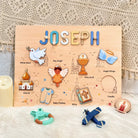 Personalized Baby Name Wooden Puzzle with Baptism Boy Set - KAAYEE Puzzle