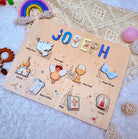Personalized Baby Name Wooden Puzzle with Baptism Boy Set - KAAYEE Puzzle