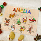 Personalized Baby Name Wooden Puzzle with Christmas Icons - KAAYEE Puzzle