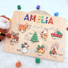 Personalized Baby Name Wooden Puzzle with Christmas Icons - KAAYEE Puzzle