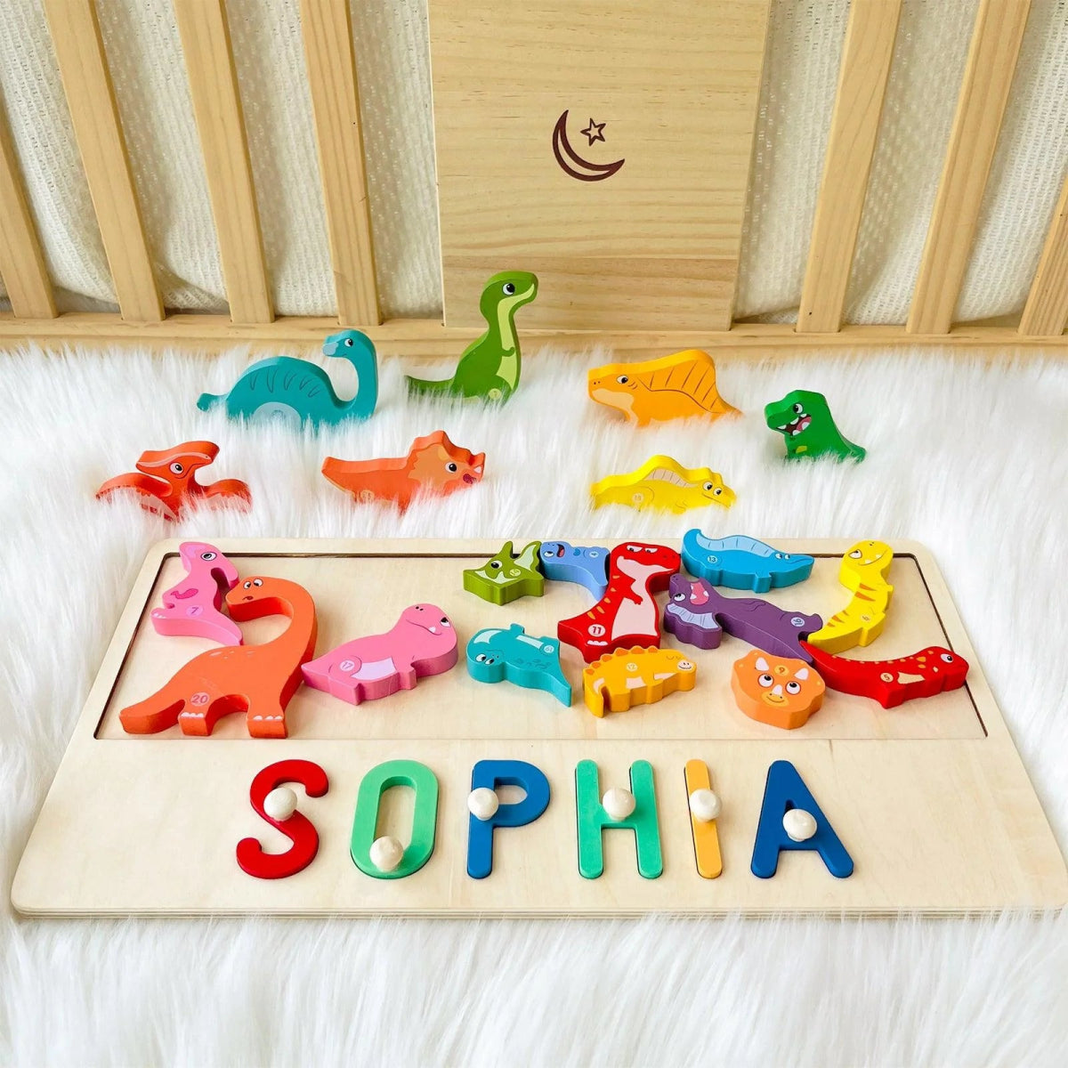 Personalized Baby Name Wooden Puzzle with Dinosaur Puzzles - KAAYEE Puzzle