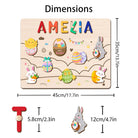 Personalized Baby Name Wooden Puzzle with Easter Bunnies & Eggs - KAAYEE Puzzle