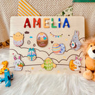 Personalized Baby Name Wooden Puzzle with Easter Bunnies & Eggs - KAAYEE Puzzle