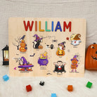 Personalized Baby Name Wooden Puzzle with Halloween Icons - KAAYEE Puzzle