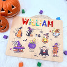 Personalized Baby Name Wooden Puzzle with Halloween Icons - KAAYEE Puzzle