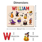 Personalized Baby Name Wooden Puzzle with Halloween Icons - KAAYEE Puzzle