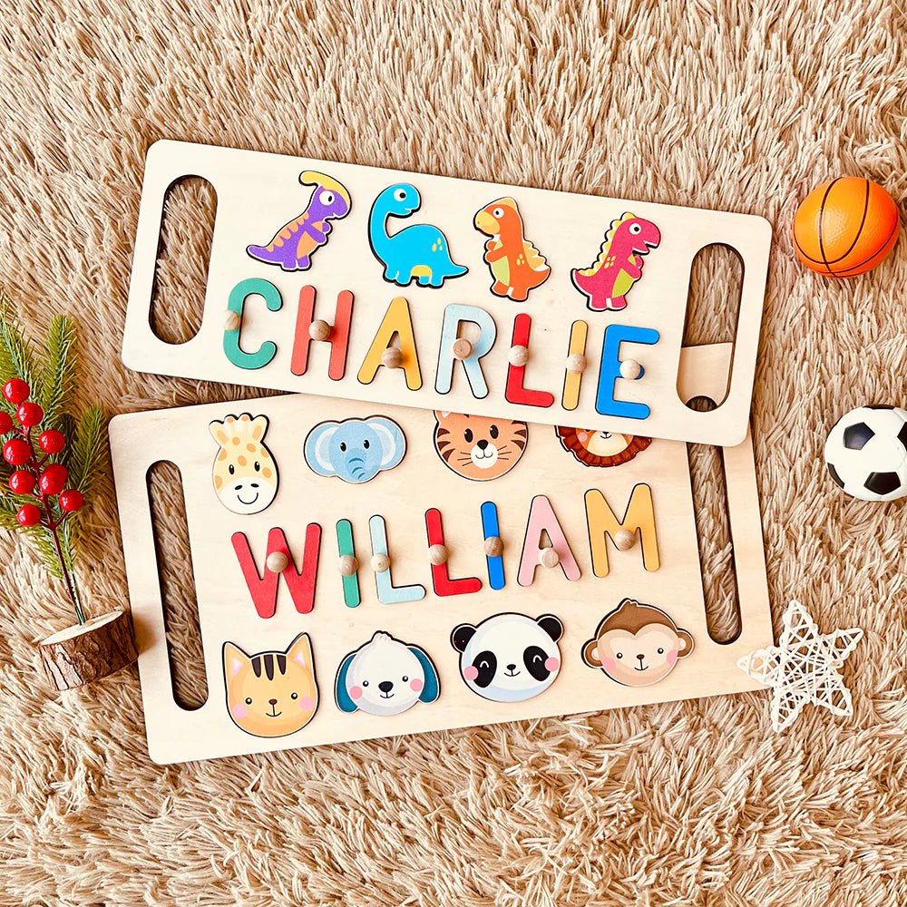 Personalized Baby Name Wooden Puzzle with Handle - KAAYEE Puzzle