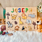 Personalized Baby Name Wooden Puzzle with Jungle Animals - KAAYEE Puzzle