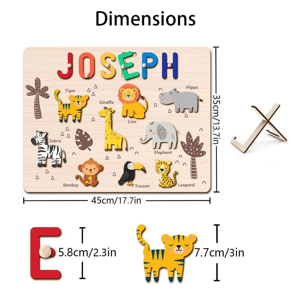 Personalized Baby Name Wooden Puzzle with Jungle Animals - KAAYEE Puzzle
