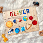 Personalized Baby Name Wooden Puzzle with Planets - KAAYEE Puzzle