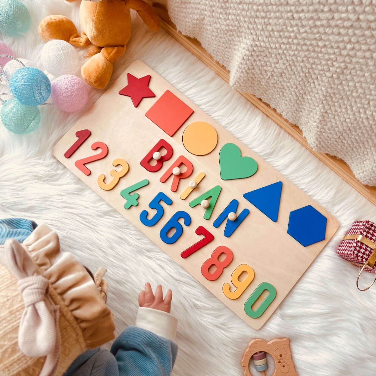 Personalized Numbers And Shapes Baby Wooden Jigsaw Puzzle - KAAYEE Puzzle