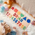 Personalized Numbers And Shapes Baby Wooden Jigsaw Puzzle - KAAYEE Puzzle