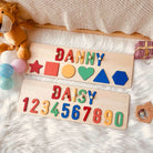 Personalized Numbers And Shapes Baby Wooden Jigsaw Puzzle - KAAYEE Puzzle