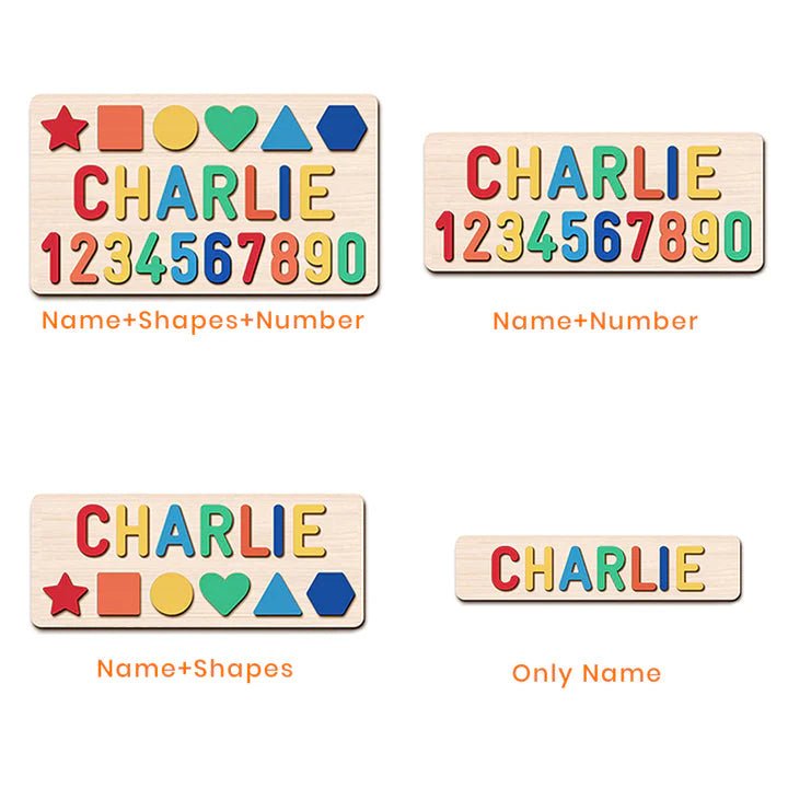 Personalized Numbers And Shapes Baby Wooden Jigsaw Puzzle - KAAYEE Puzzle