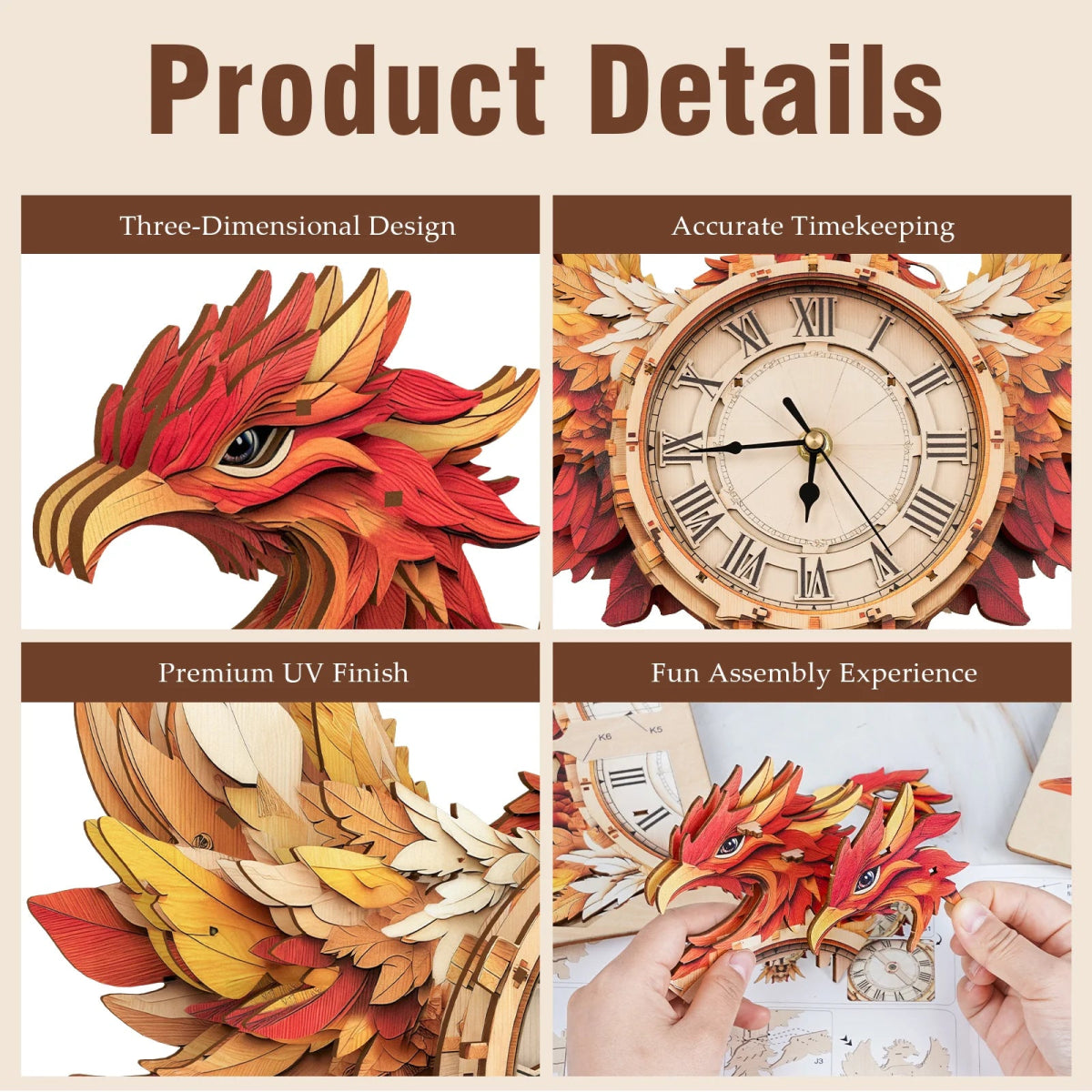 Phoenix Wooden Clock Kit - KAAYEE Puzzle