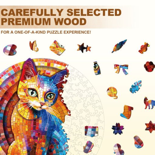 Pixel Kitty Wooden Jigsaw Puzzle - KAAYEE Puzzle
