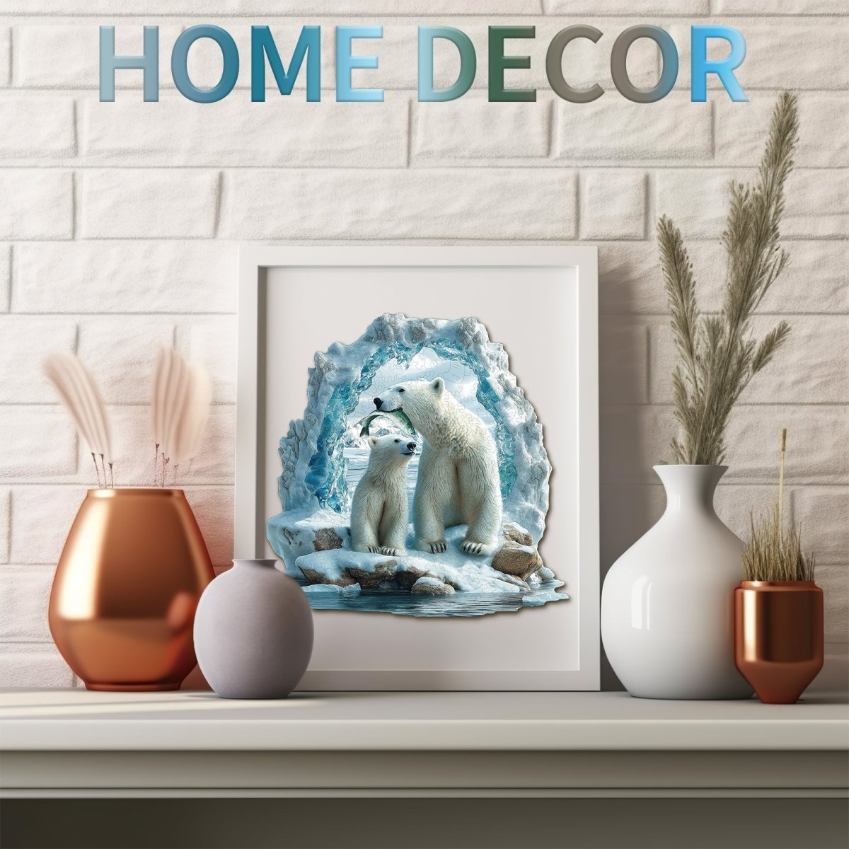 Polar bear mother and cub Wooden Jigsaw Puzzle - KAAYEE Puzzle