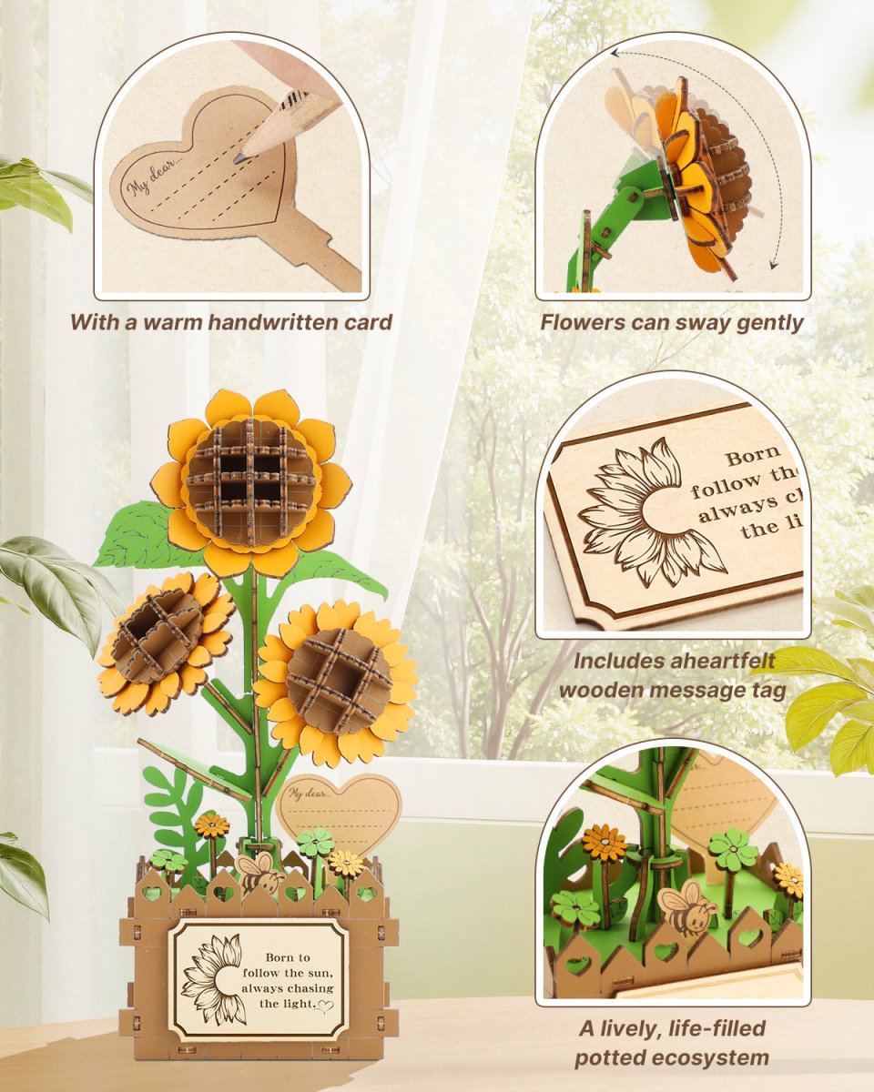 Potted Sunflower DIY Wooden Kit - KAAYEE Puzzle