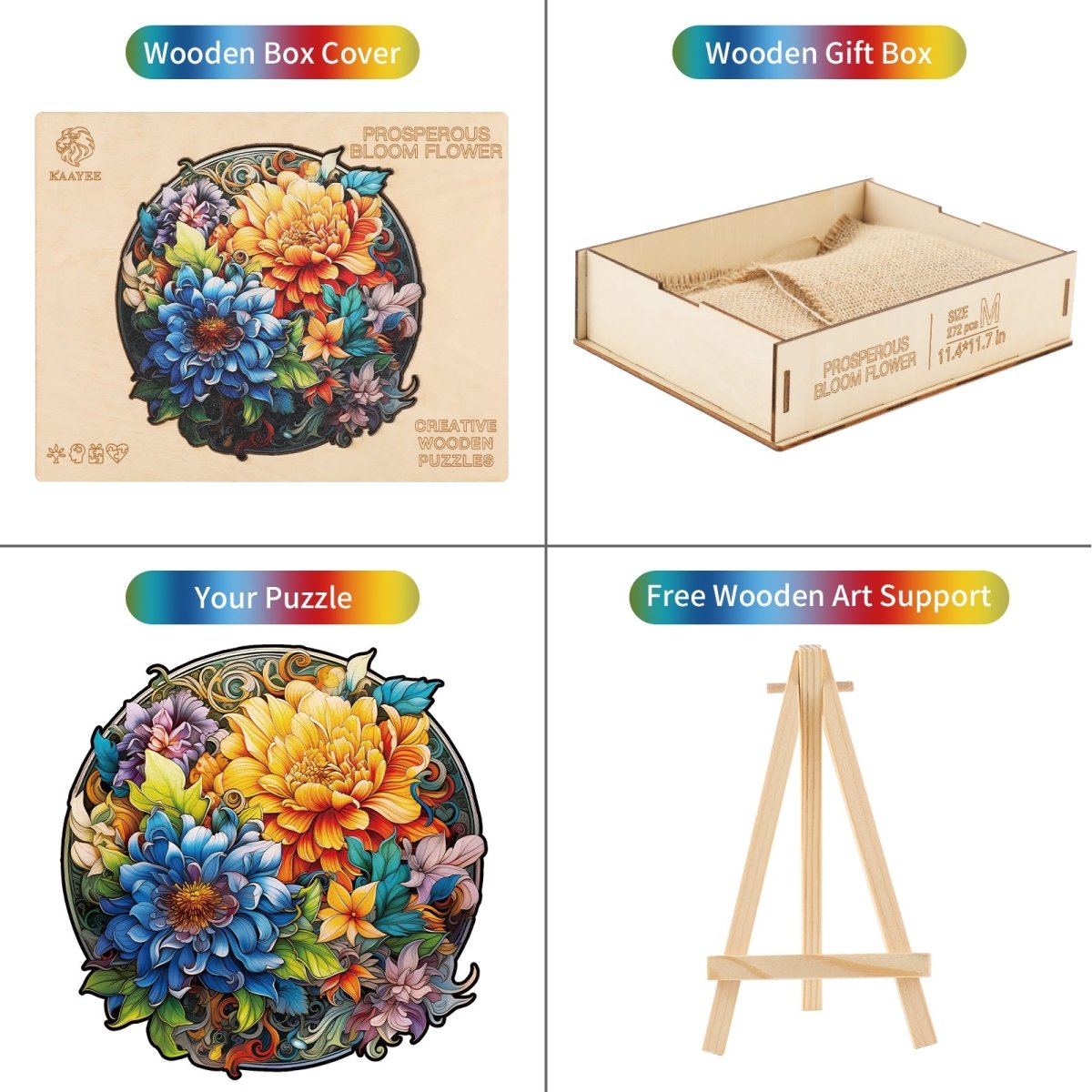 Prosperous Bloom Flower Wooden Jigsaw Puzzle - KAAYEE Puzzle