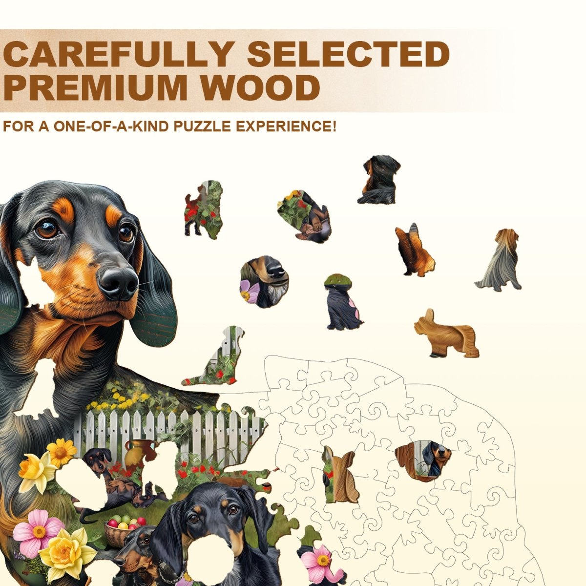 Puppy Garden Wooden Jigsaw Puzzle - KAAYEE Puzzle