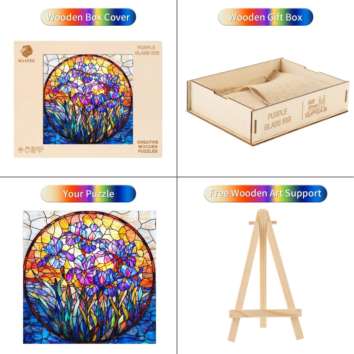 Purple Glass Iris Wooden Jigsaw Puzzle - KAAYEE Puzzle