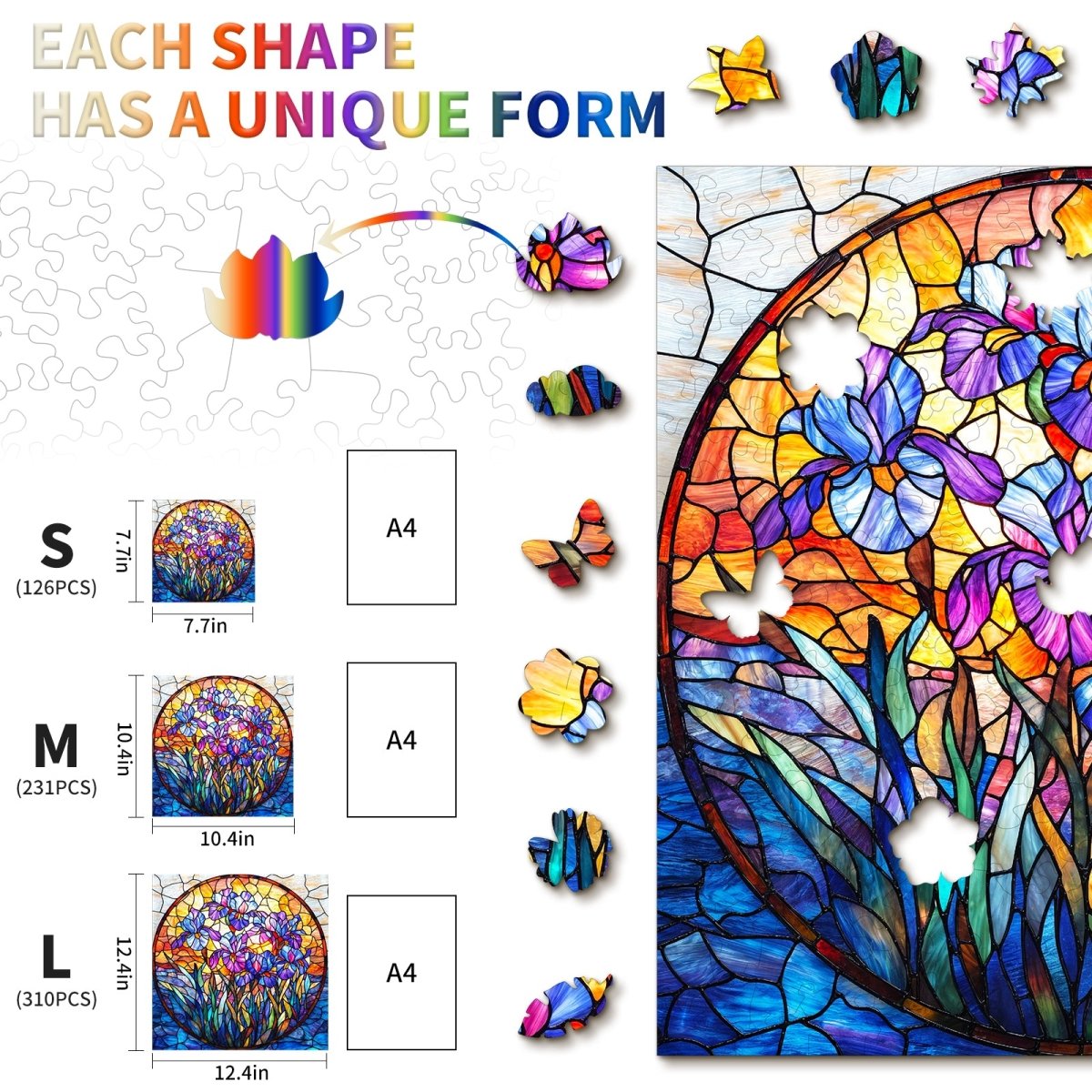 Purple Glass Iris Wooden Jigsaw Puzzle - KAAYEE Puzzle