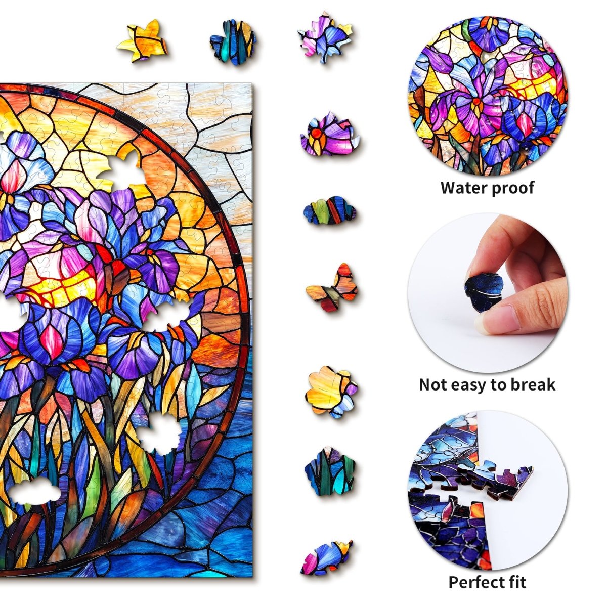 Purple Glass Iris Wooden Jigsaw Puzzle - KAAYEE Puzzle