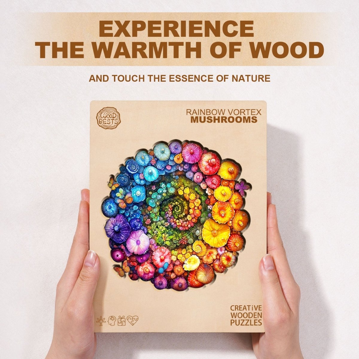 Rainbow vortex mushrooms Wooden Jigsaw Puzzle - KAAYEE Puzzle
