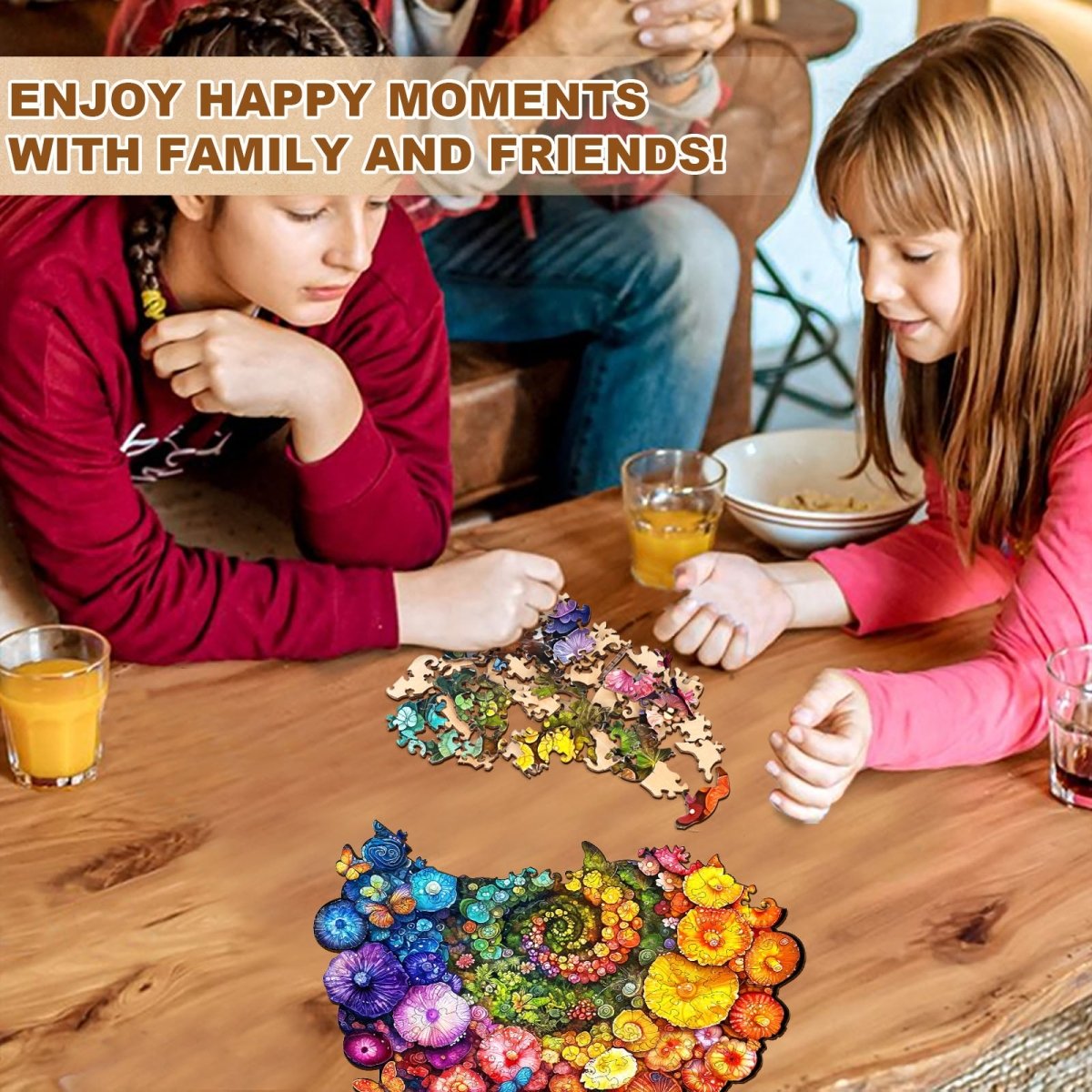 Rainbow vortex mushrooms Wooden Jigsaw Puzzle - KAAYEE Puzzle