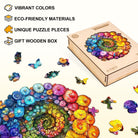Rainbow vortex mushrooms Wooden Jigsaw Puzzle - KAAYEE Puzzle