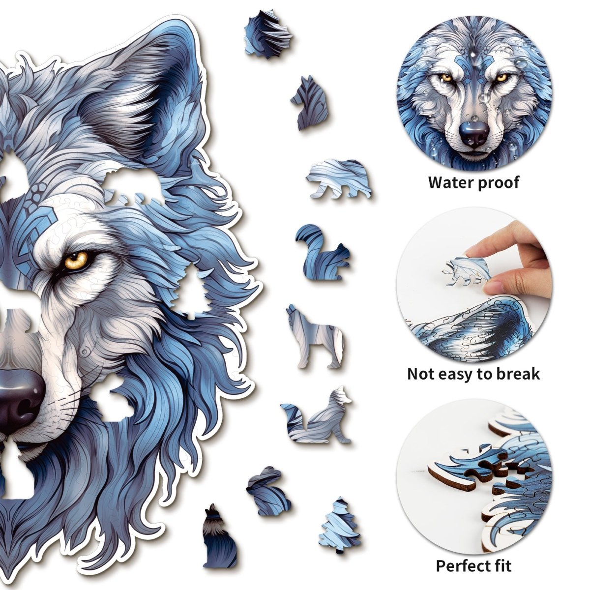 Resolute Snow Wolf Wooden Jigsaw Puzzle - KAAYEE Puzzle