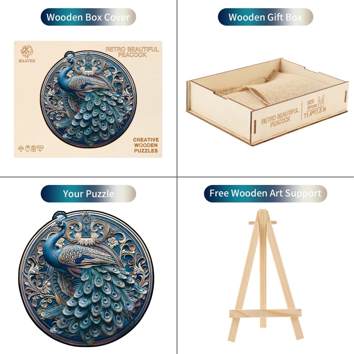 Retro Beautiful Peacock Wooden Jigsaw Puzzle - KAAYEE Puzzle
