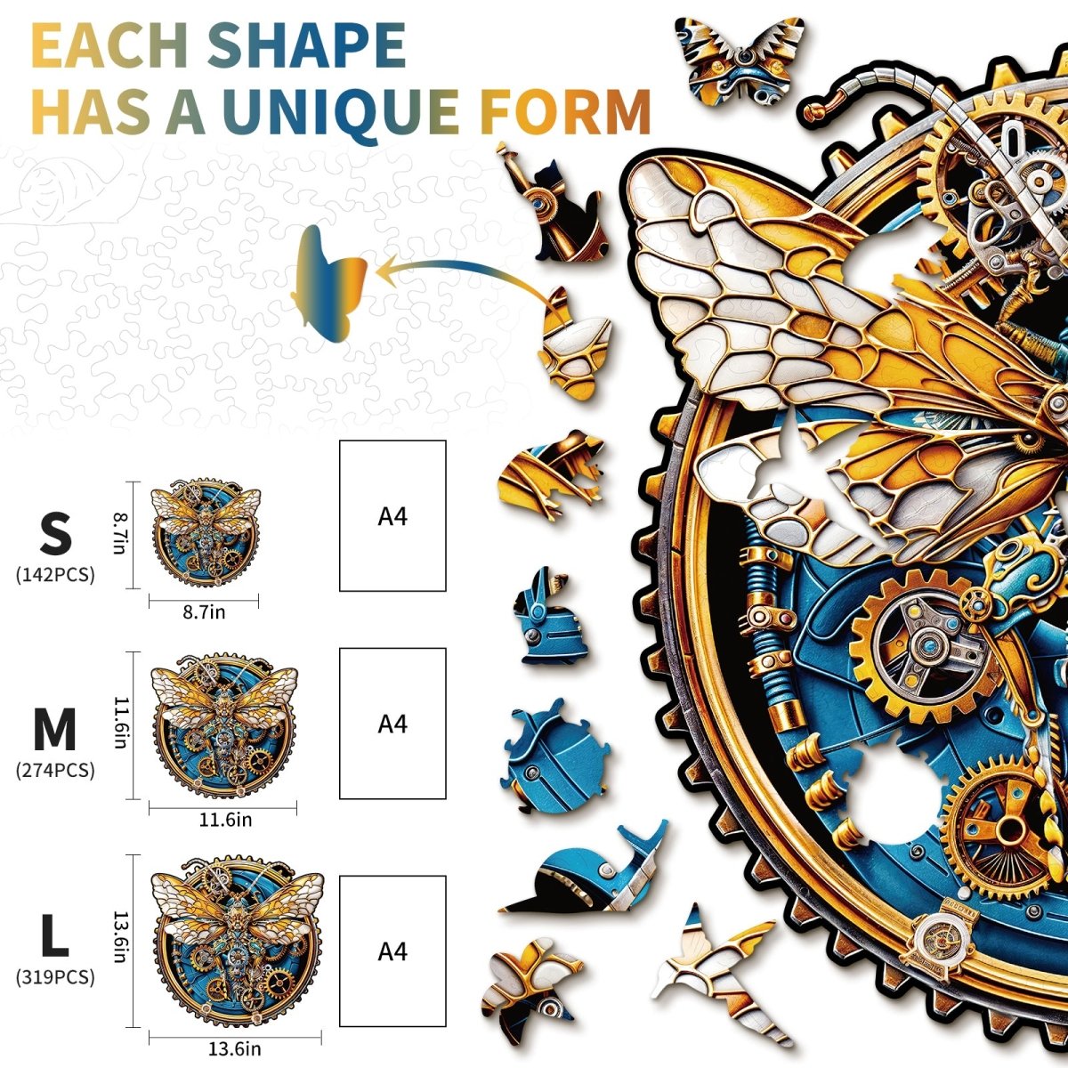 Retro Mechanical Butterfly Wooden Jigsaw Puzzle - KAAYEE Puzzle