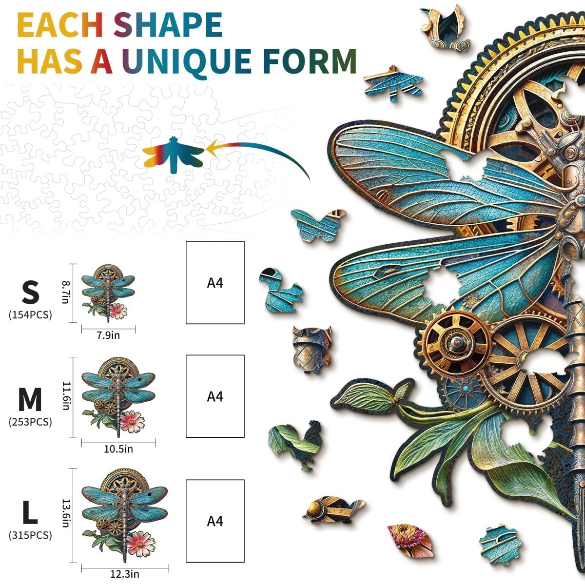 Retro Mechanical dragonfly Wooden Jigsaw Puzzle - KAAYEE Puzzle