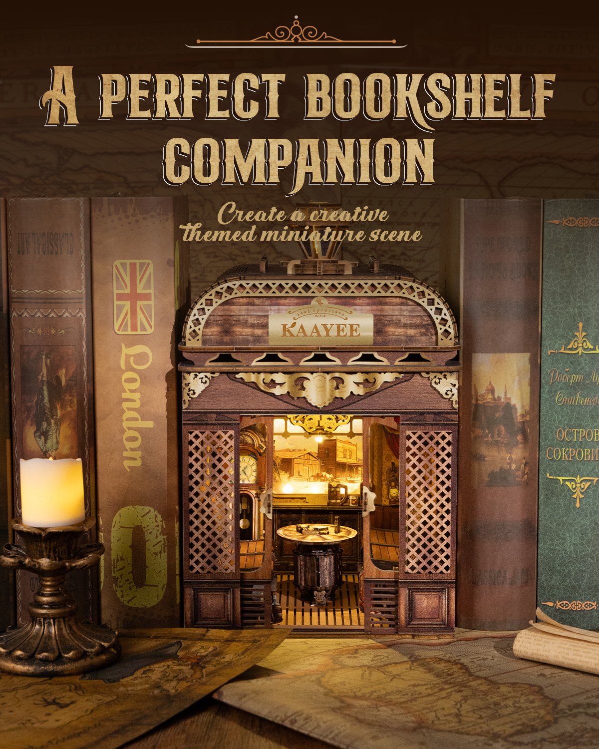 DIY Book Nook Kit,3D Wooden Puzzle
